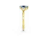Yellow gold Pear Cut Aquamarine Solitaire Ring with Thin Band and Four-Prong Setting_14