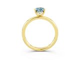 Yellow gold Pear Cut Aquamarine Solitaire Ring with Thin Band and Four-Prong Setting_15