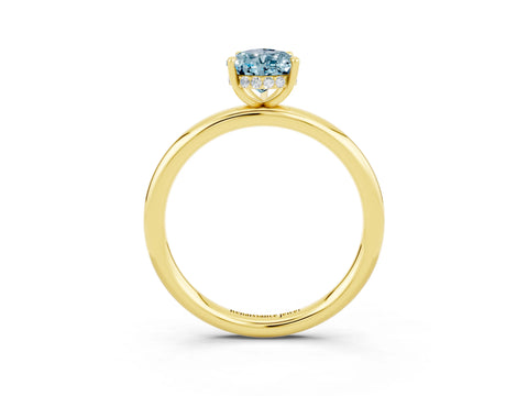 Yellow gold Pear Cut Aquamarine Solitaire Ring with Thin Band and Four-Prong Setting_15
