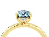 Yellow gold Pear Cut Aquamarine Solitaire Ring with Thin Band and Four-Prong Setting_16