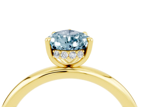 Yellow gold Pear Cut Aquamarine Solitaire Ring with Thin Band and Four-Prong Setting_16