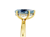 Yellow gold Pear Cut Aquamarine Solitaire Ring with Thin Band and Four-Prong Setting_17