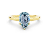 Yellow gold Pear Cut Aquamarine Solitaire Ring with Thin Band and Prong Setting_12