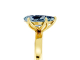 Yellow gold Pear Cut Aquamarine Solitaire Ring with Thin Band and Prong Setting_17