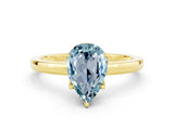 Yellow gold Pear Cut Aquamarine Solitaire Ring with Thin Band and Prong Setting_24