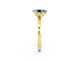 Yellow gold Pear Cut Aquamarine Solitaire Ring with Thin Band and Prong Setting_26