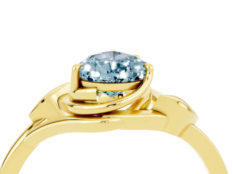 Yellow gold Pear Cut Aquamarine Solitaire Ring with Twist Band and Four-Prong Setting_28