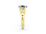 Yellow gold Pear Cut Aquamarine Solitaire Ring with Wide Band and Prong Setting_2