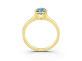 Yellow gold Pear Cut Aquamarine Solitaire Ring with Wide Band and Prong Setting_3