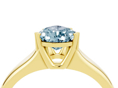 Yellow gold Pear Cut Aquamarine Solitaire Ring with Wide Band and Prong Setting_4