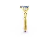 Yellow gold Pear Cut Aquamarine Solitaire Twist Band Prong Setting Ring_61