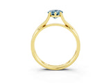 Yellow gold Pear Cut Aquamarine Solitaire Twist Band Prong Setting Ring_62