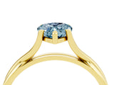 Yellow gold Pear Cut Aquamarine Solitaire Twist Band Prong Setting Ring_63