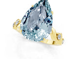 Yellow gold Pear Cut Aquamarine Solitaire Twisted Band with Round  Accents and Prong Setting_13