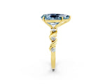 Yellow gold Pear Cut Aquamarine Solitaire Twisted Band with Round  Accents and Prong Setting_14
