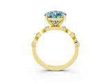 Yellow gold Pear Cut Aquamarine Solitaire Twisted Band with Round  Accents and Prong Setting_15