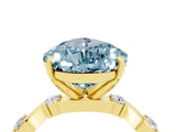 Yellow gold Pear Cut Aquamarine Solitaire Twisted Band with Round  Accents and Prong Setting_16