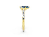 Yellow gold Pear Cut Aquamarine Solitaire with Side Baguettes and Channel Set Band_2