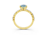 Yellow gold Pear Cut Aquamarine Solitaire with Side Stones, Pave Band, Four-Prong Setting_27