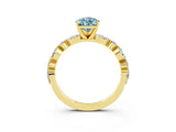Yellow gold Pear Cut Aquamarine Solitaire with Side Stones on a Pavé Band and Four-Prong Setting_3