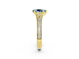 Yellow gold Pear Cut Aquamarine Split Shank Engagement Ring with Pavé Band_2
