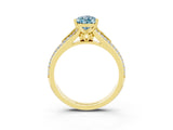 Yellow gold Pear Cut Aquamarine Split Shank Engagement Ring with Pavé Band_3