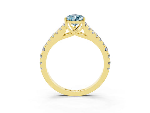 Yellow gold Pear Cut Aquamarine Split Shank Pavé Engagement Ring with Four-Prong Setting_15