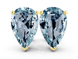 Yellow gold Pear Cut Aquamarine Stud Earrings_18