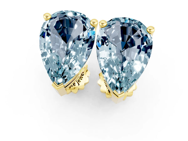 Yellow gold Pear Cut Aquamarine Stud Earrings