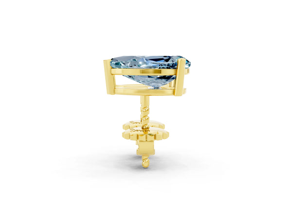 Yellow gold Pear Cut Aquamarine Stud Earrings