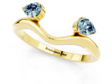 Yellow gold Pear Cut Aquamarine Two-Stone Open Band Ring with Prong Setting_7