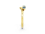 Yellow gold Pear Cut Aquamarine Two-Stone Open Band Ring with Prong Setting_8