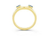 Yellow gold Pear Cut Aquamarine Two-Stone Open Band Ring with Prong Setting_9