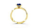 Yellow gold Pear Cut Blue Sapphire Engagement Ring with Side Stone Accents and Four-Prong Setting_63