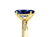 Yellow gold Pear Cut Blue Sapphire Engagement Ring with Side Stone Accents and Four-Prong Setting_65