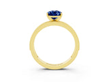 Yellow gold Pear Cut Blue Sapphire Milgrain Pavé Engagement Ring with Four-Prong Setting_3