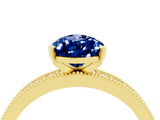 Yellow gold Pear Cut Blue Sapphire Milgrain Pavé Engagement Ring with Four-Prong Setting_4