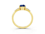 Yellow gold Pear Cut Blue Sapphire Ring with Side Stones and Four-Prong Setting_39