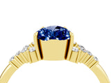 Yellow gold Pear Cut Blue Sapphire Ring with Side Stones and Four-Prong Setting_40