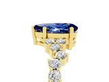 Yellow gold Pear Cut Blue Sapphire Scattered Round Accent Ring with Prong Setting_17