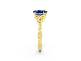 Yellow gold Pear Cut Blue Sapphire Solitaire Celtic Knot Ring with Four-Prong Setting_14