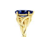 Yellow gold Pear Cut Blue Sapphire Solitaire Celtic Knot Ring with Four-Prong Setting_17