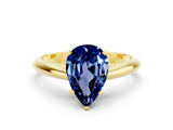 Yellow gold Pear Cut Blue Sapphire Solitaire Engagement Ring with Cathedral Setting and Four-Prong Mount_18