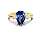 Yellow gold Pear Cut Blue Sapphire Solitaire Engagement Ring with Cathedral Setting and Four-Prong Mount_78