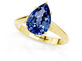 Yellow gold Pear Cut Blue Sapphire Solitaire Engagement Ring with Cathedral Setting and Four-Prong Mount_79