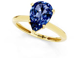 Yellow gold Pear Cut Blue Sapphire Solitaire Engagement Ring with Classic Band and Four-Prong Setting_13