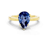Yellow gold Pear Cut Blue Sapphire Solitaire Engagement Ring with Classic Band and Four-Prong Setting_24