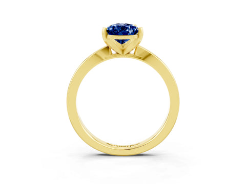 Yellow gold Pear Cut Blue Sapphire Solitaire Engagement Ring with Classic Band and Four-Prong Setting_27