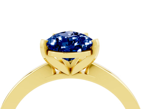 Yellow gold Pear Cut Blue Sapphire Solitaire Engagement Ring with Classic Band and Four-Prong Setting_28