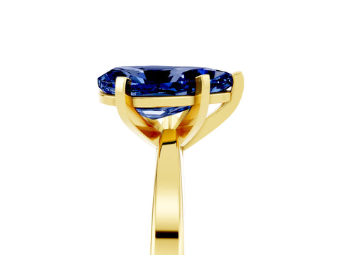 Yellow gold Pear Cut Blue Sapphire Solitaire Engagement Ring with Classic Band and Four-Prong Setting_29